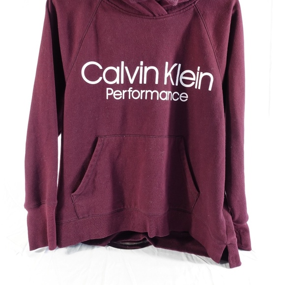 Calvin Klein Performance Maroon Wine Purple Hoodie Kangaroo Pocket Sweater - Picture 2 of 13